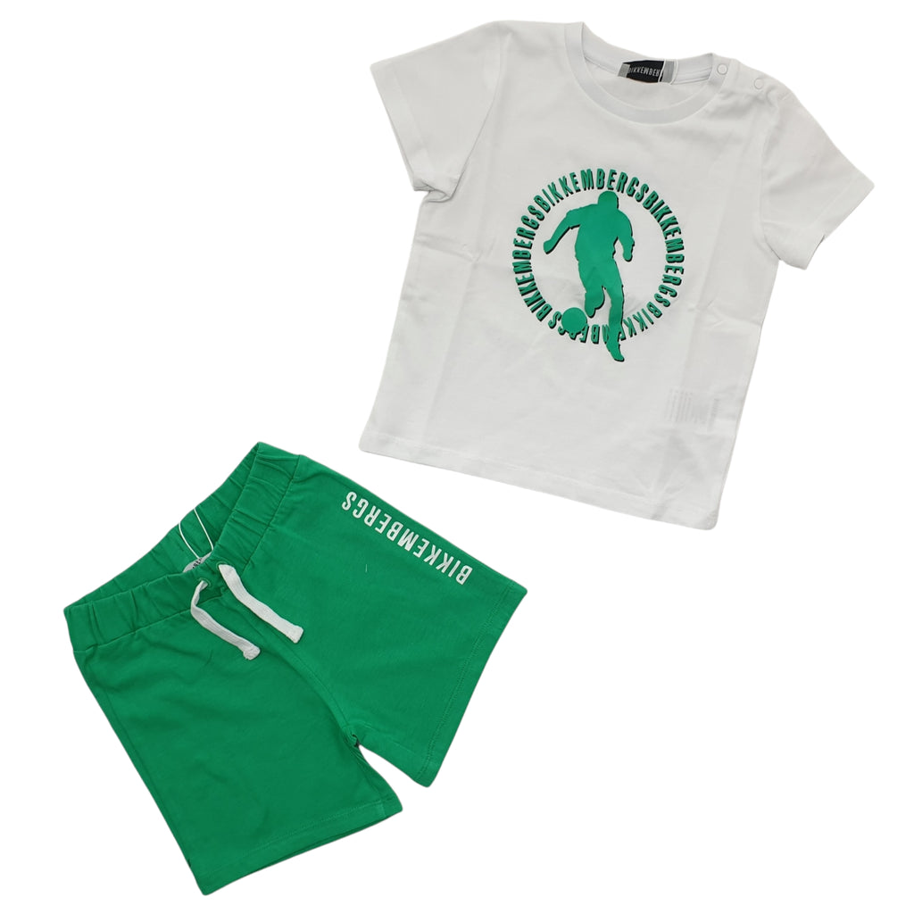 Completo bambino bermuda verde con maglia coordinata