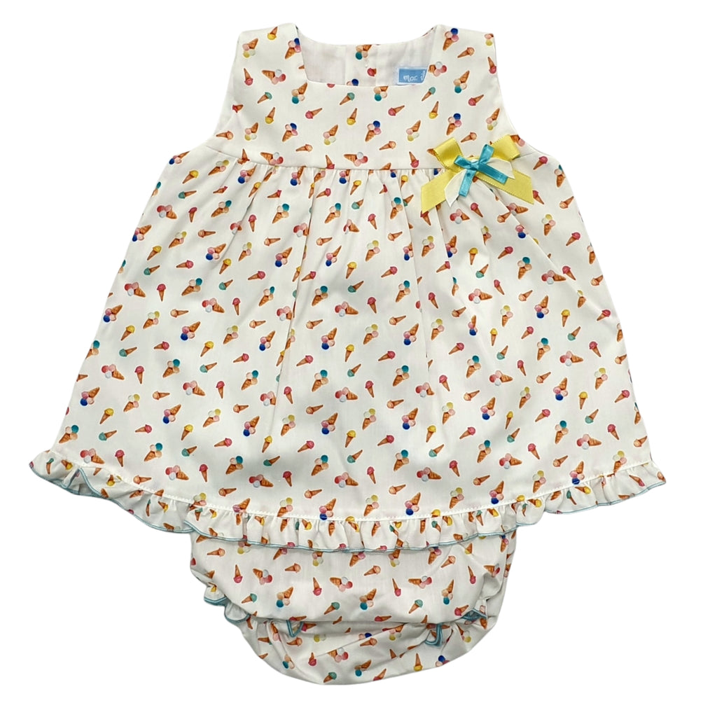 Vestito bambina con micro fantasia gelati