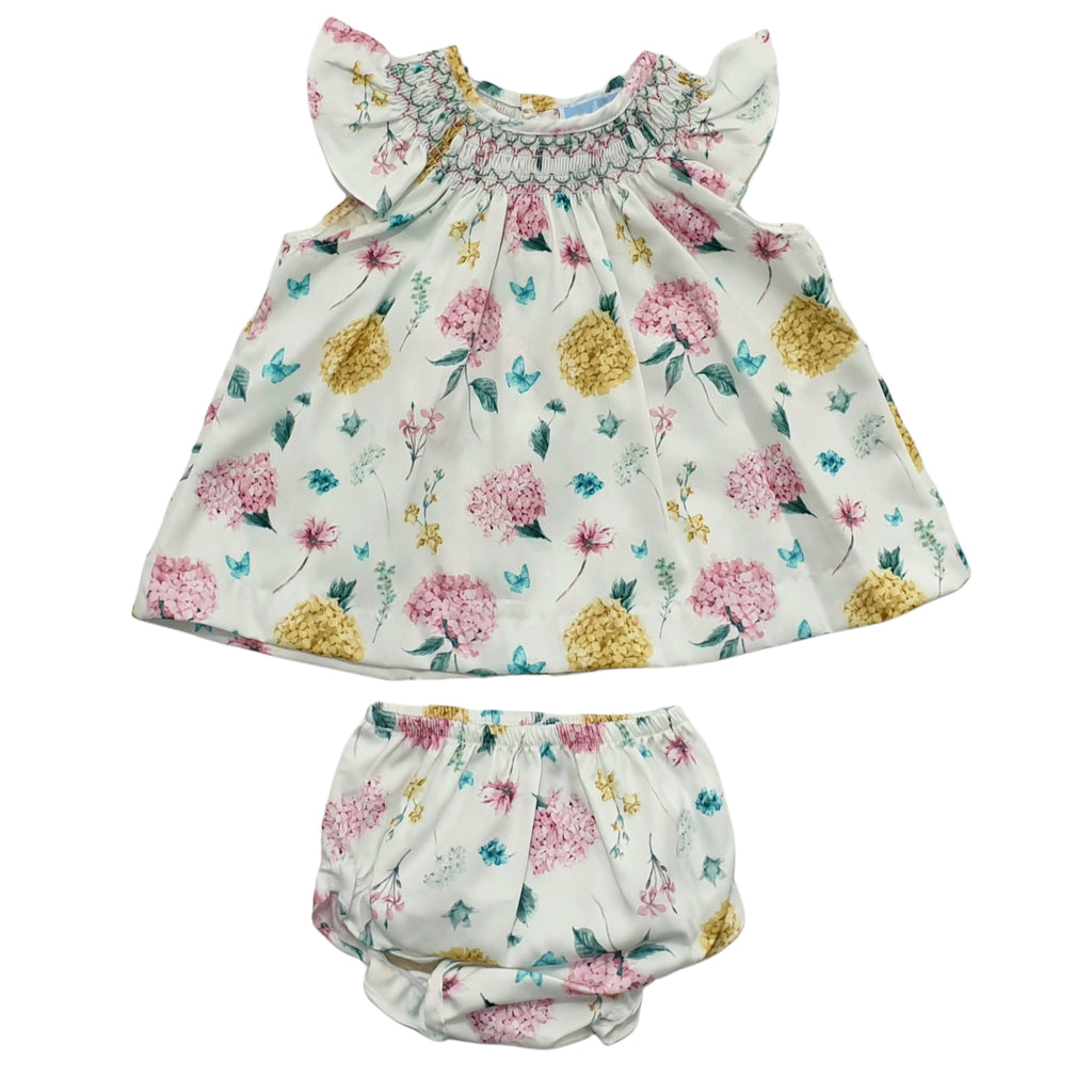 Vestito bambina con stampa mimose colorate