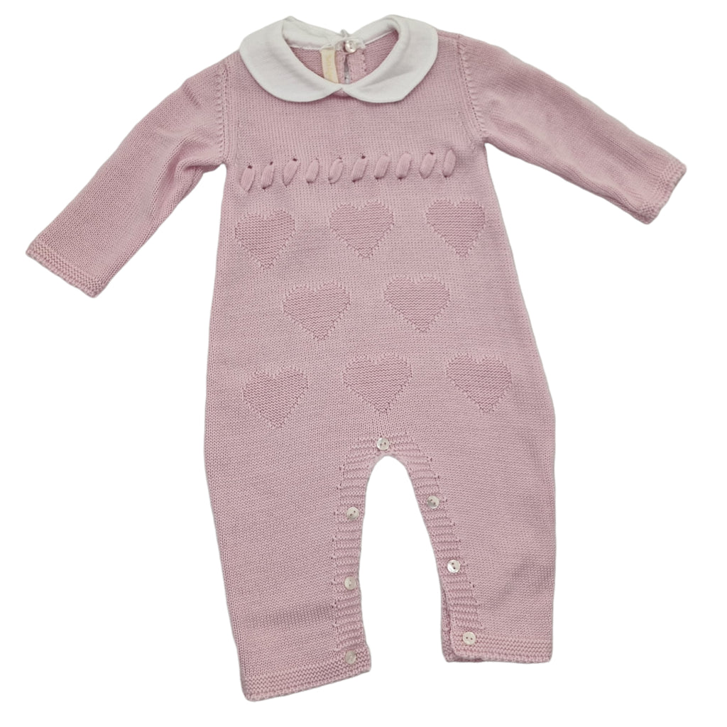 Tutina neonata 100% lana con cuori links