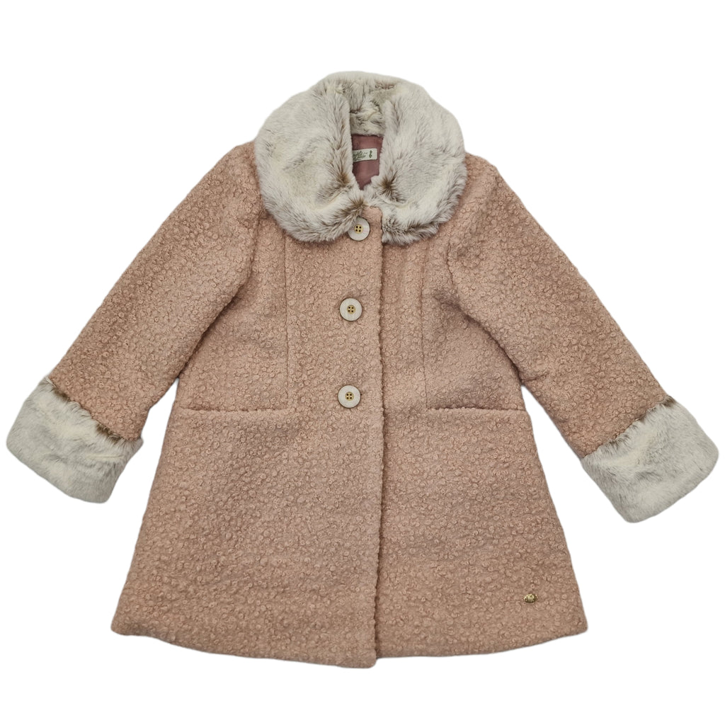 Cappotto bambina cipria con tessuto creppato morbido