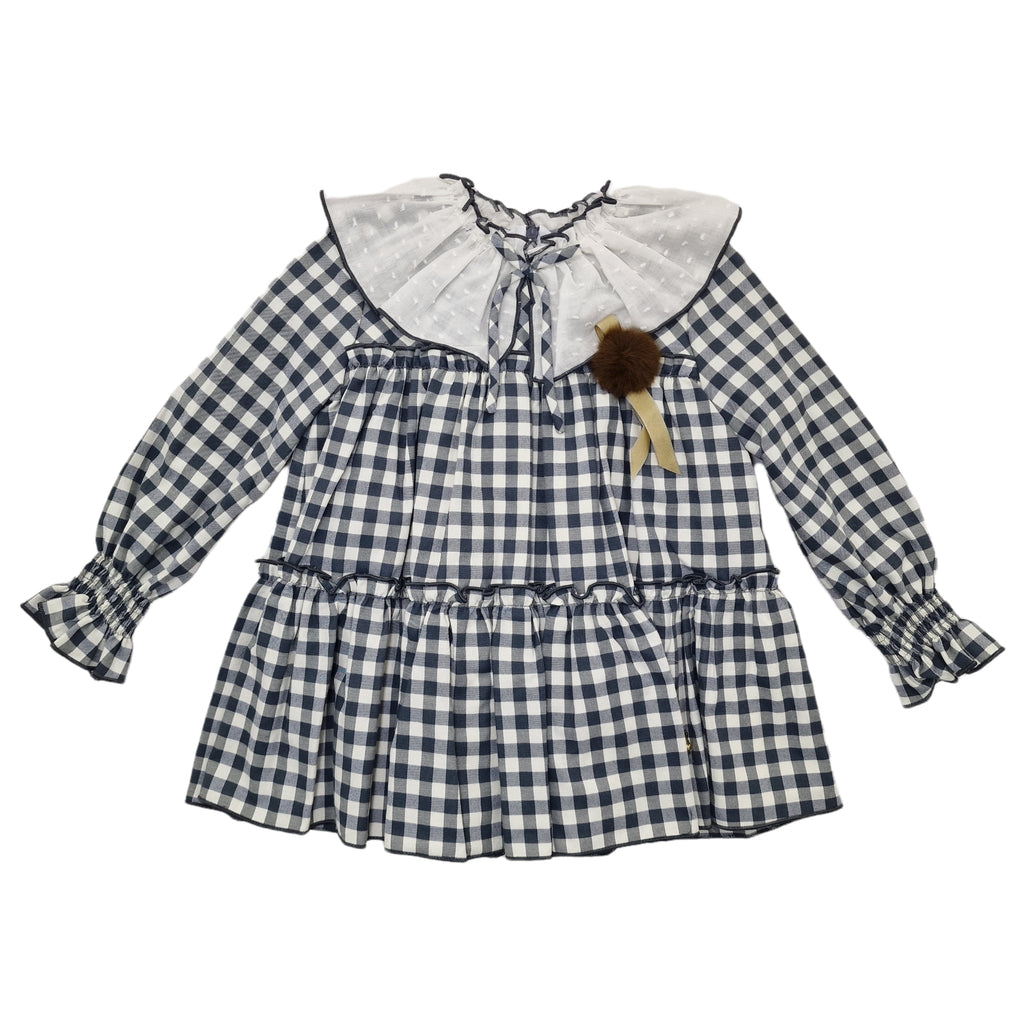 Vestito bambina fantasia quadroni con collo camicia