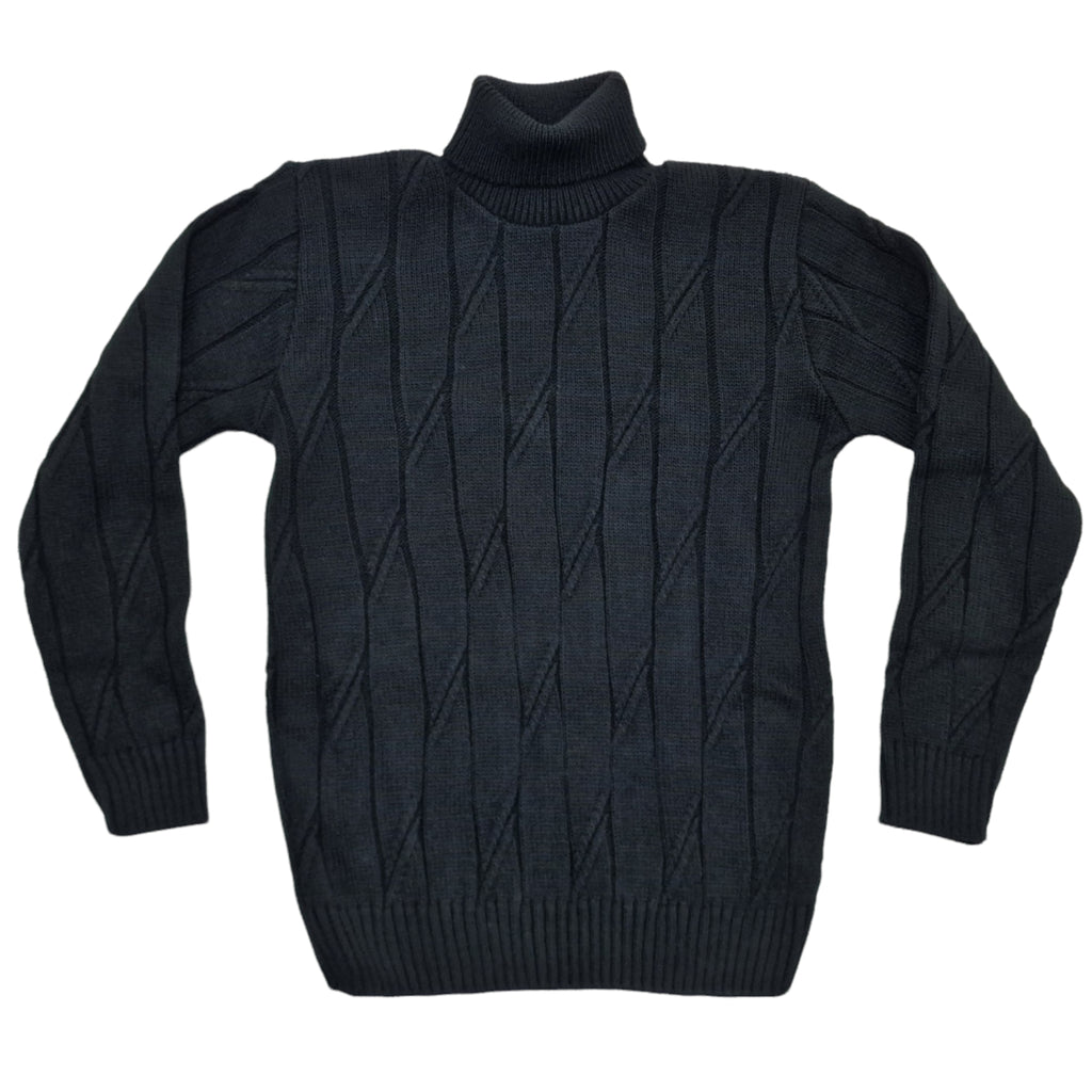 Pullover bambino nero con collo dolcevita