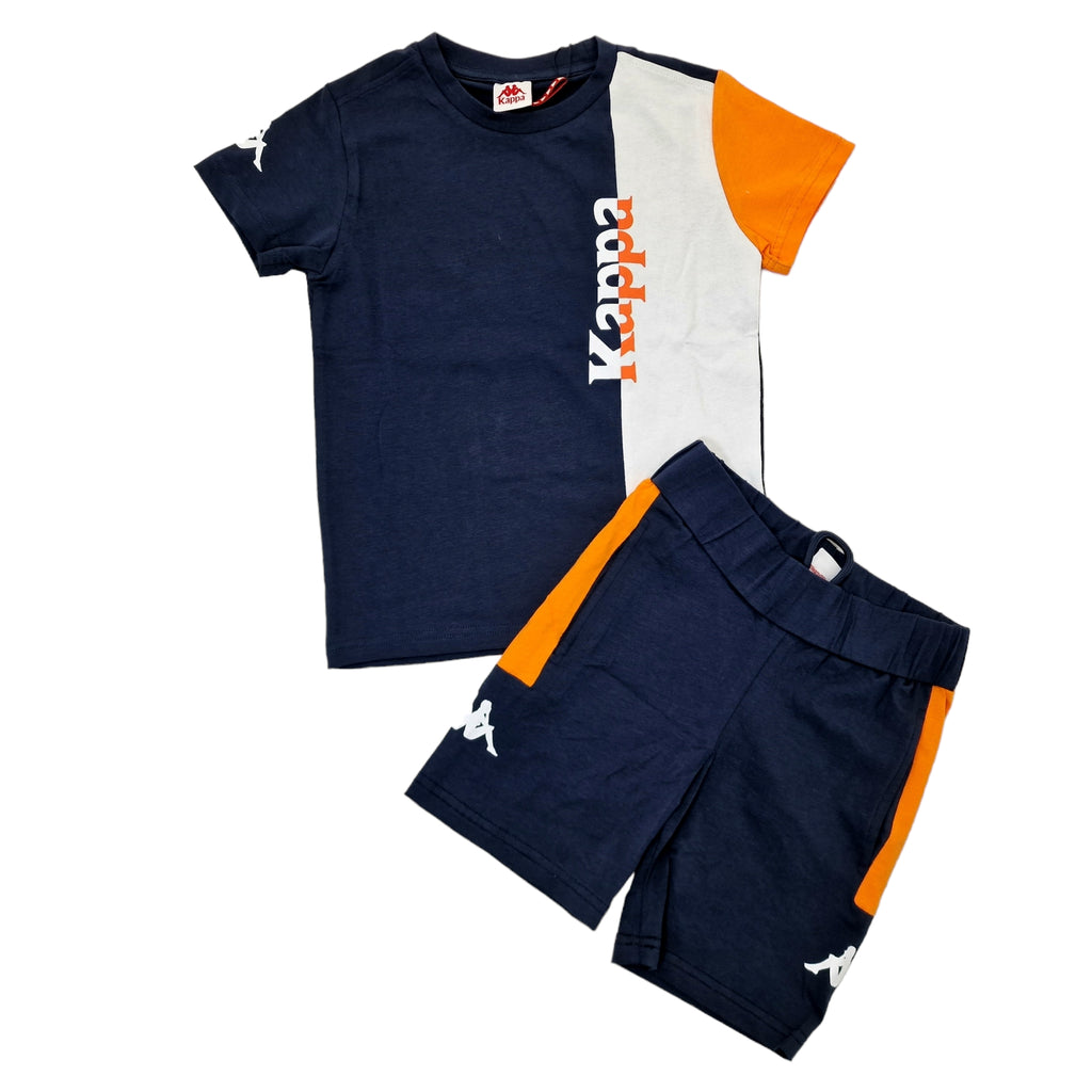 Completo bambino T-shirt bicolore e short coordinato Kappa