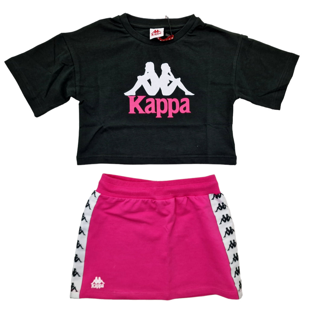 Completo bambina gonna fuxia con t-shirt Kappa