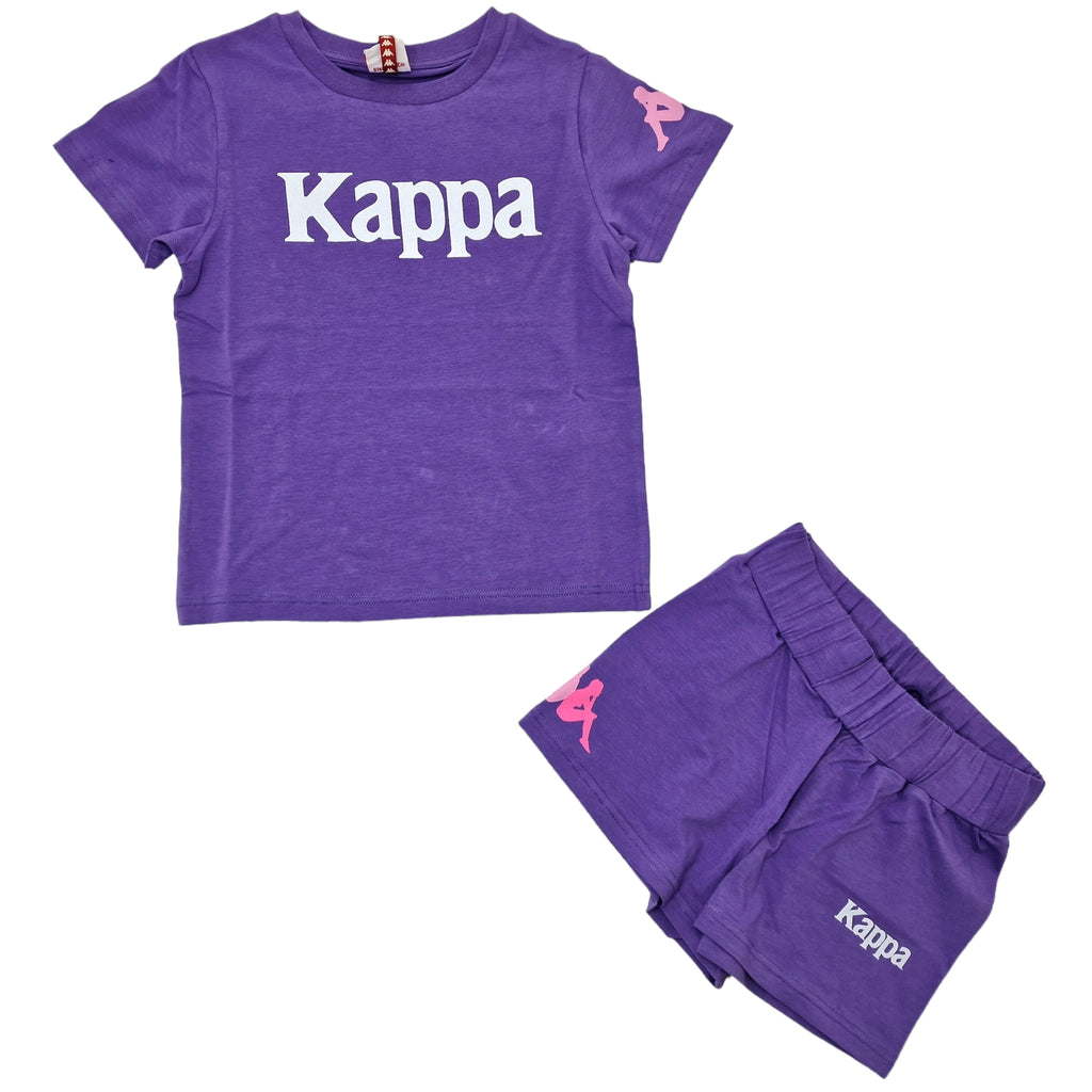 Completo bambina short viola con t-shirt coordinata Kappa