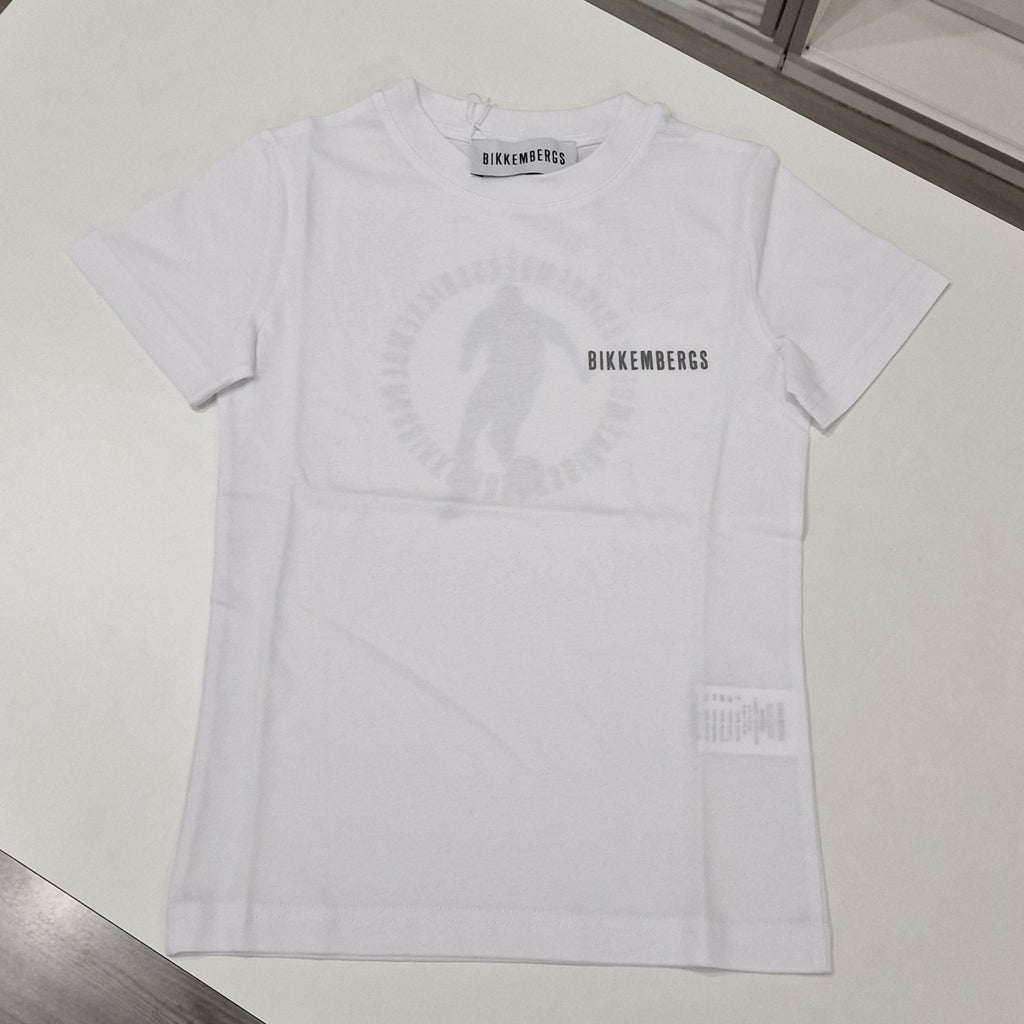 T-shirt bianca con logo argento bikkembergs