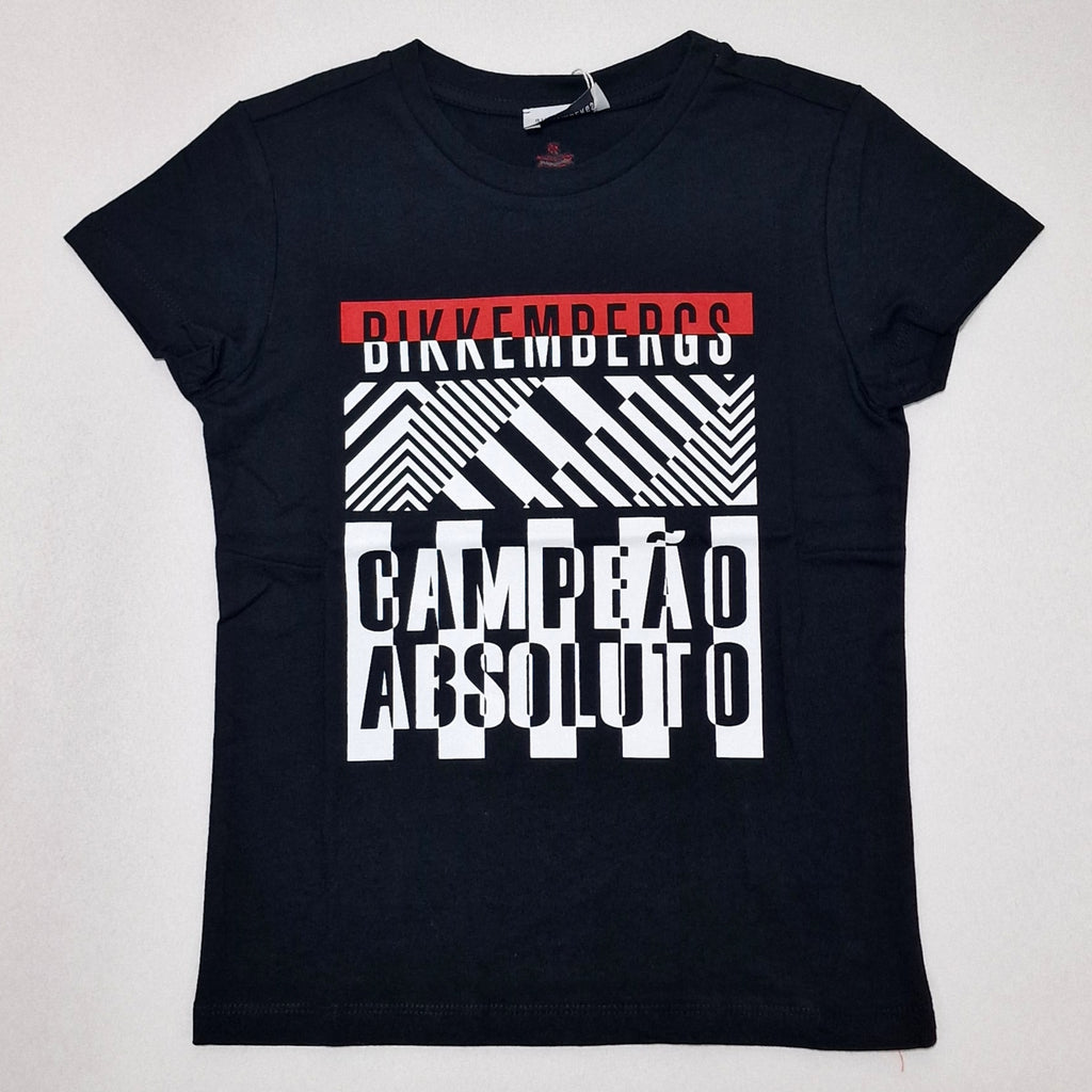 T-shirt bambino nera con logo a contrasto bikkembergs