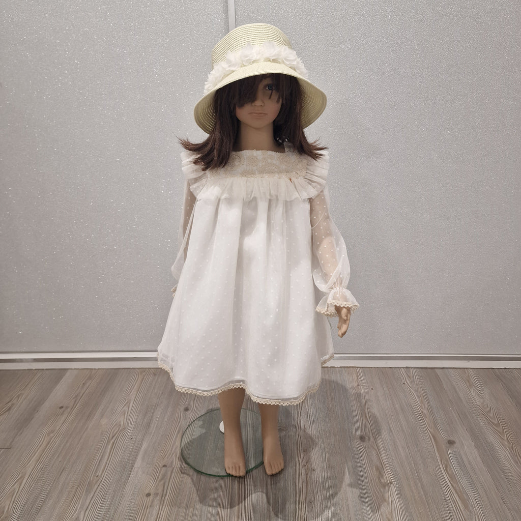 Vestito bambina a pois con ricamo