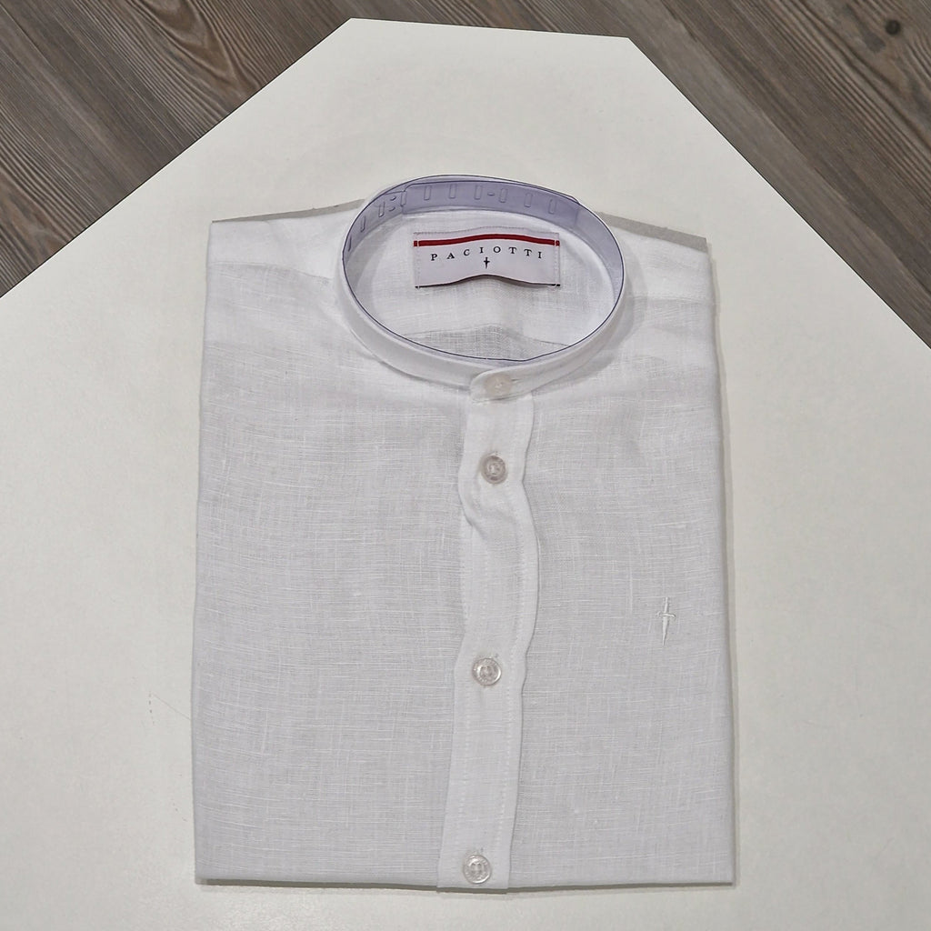 Camicia bambino in lino con collo coreana