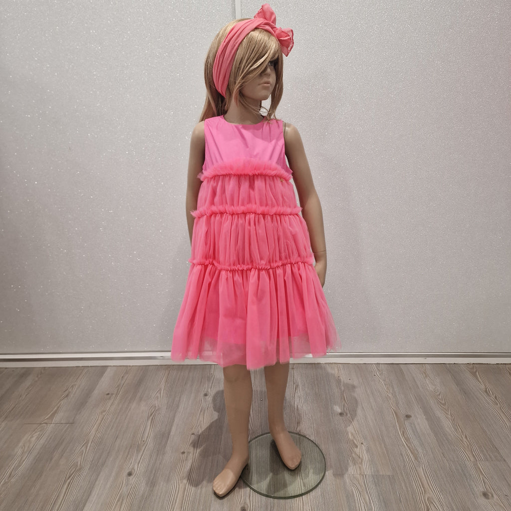 Vestito bambina in tulle fuxia