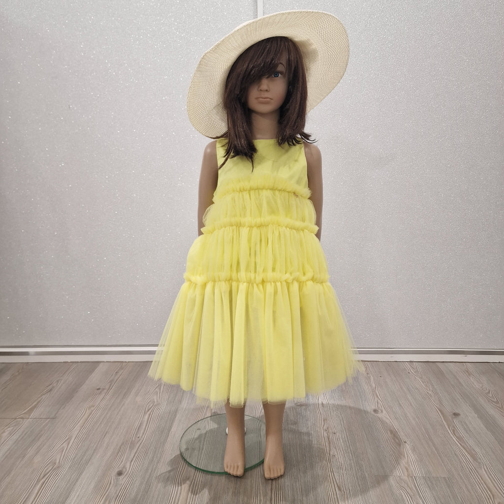 Vestito bambina in tulle a balze giallo – SUPER KIDS