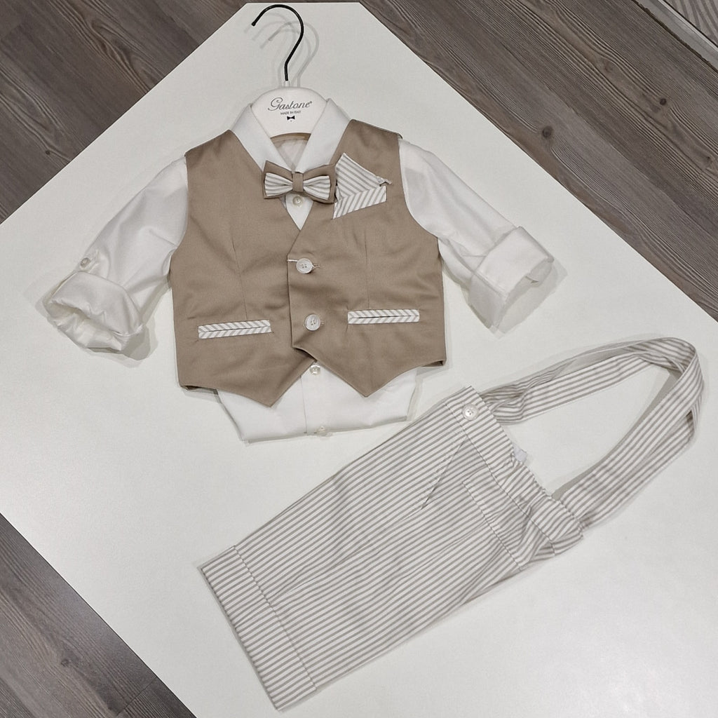 Completo bambino cerimonia pantalone fasciato con camicia e gilet