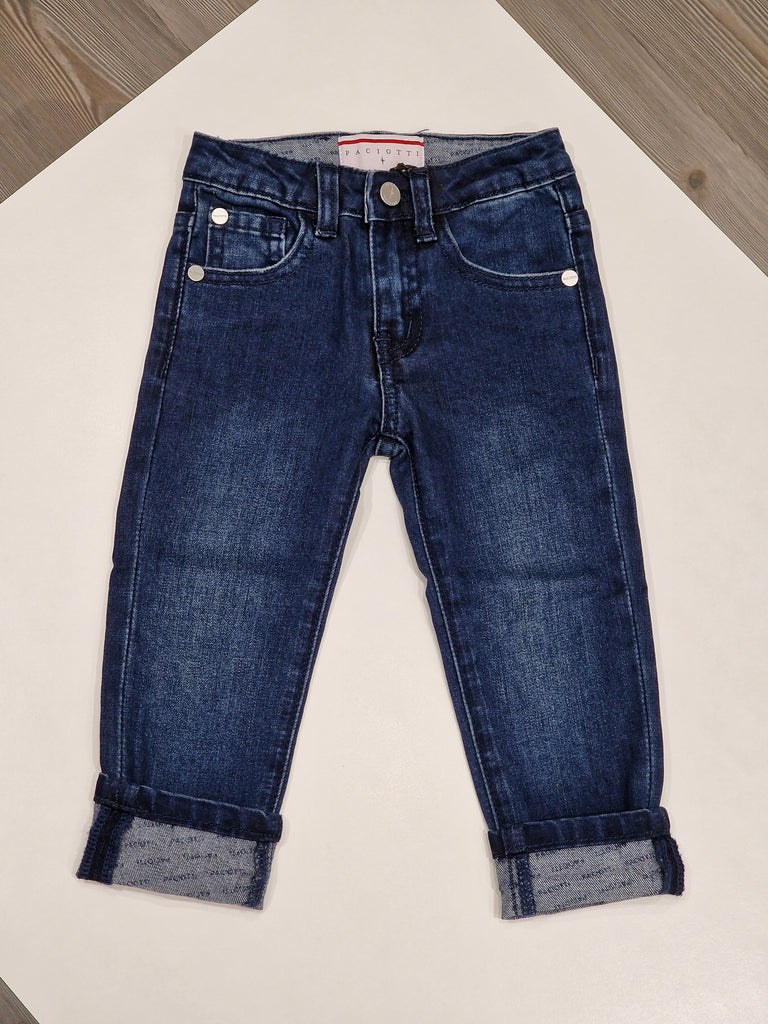 Jeans bambino Paciotti con stampa logo su risvolti