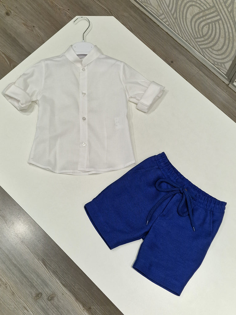 Completo bambino camicia con bermuda azzurra