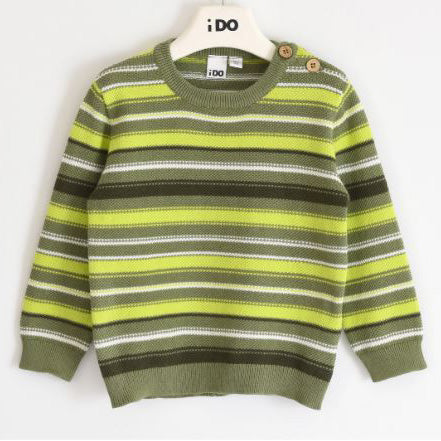 Pullover bambino multi righe in cotone caldo