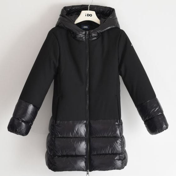 Giubbotto bambina lungo piumino e tessuto termico