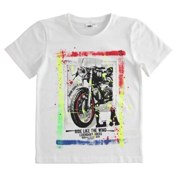 T-shirt bambino con stampa moto sul davanti