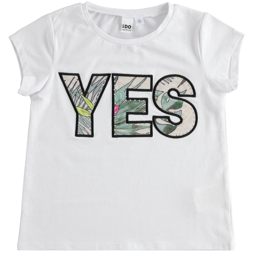 T-shirt bambina ricamo YES camouflage