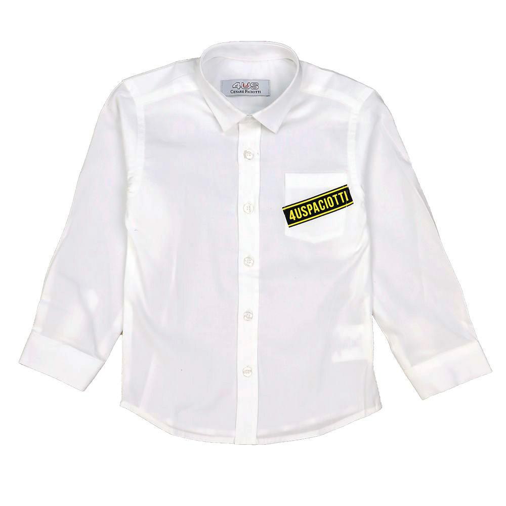 Camicia bambino Paciotti bianco con logo nero giallo sul taschino