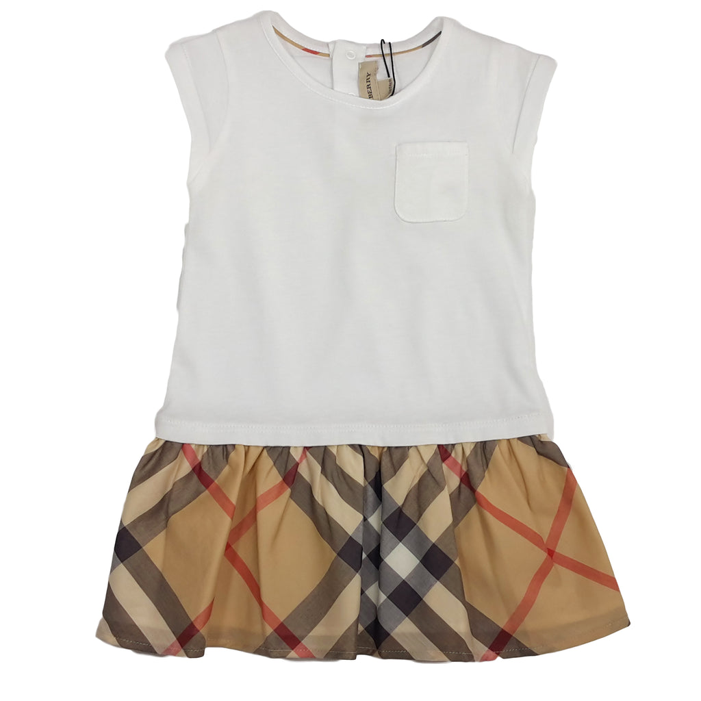 VESTITO in cotone con gonna check burberry