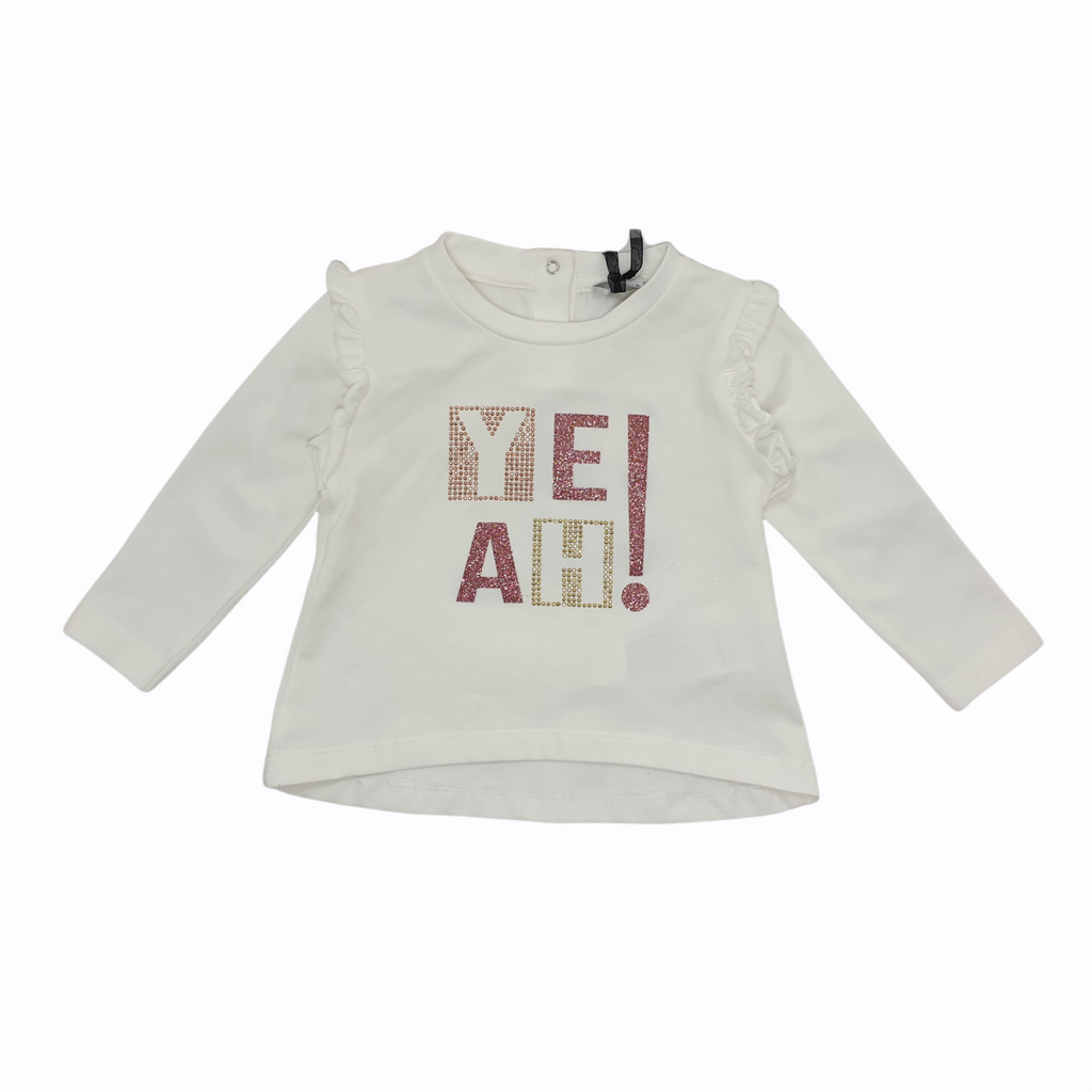 Maglia bambina con stampa glitter YEAH