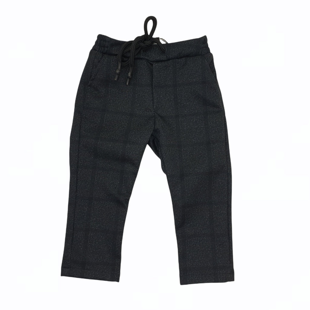 Pantalone bambino punto milano effetto scozzese ton su tono