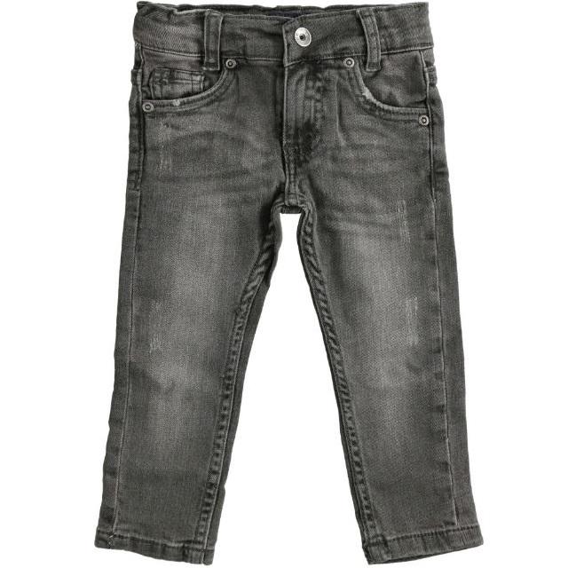 Jeans bambino grigio linea stretta con graffi