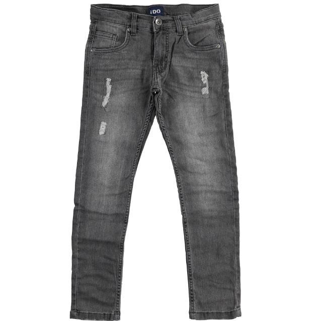 Jeans bambino grigio linea stretta graffiato