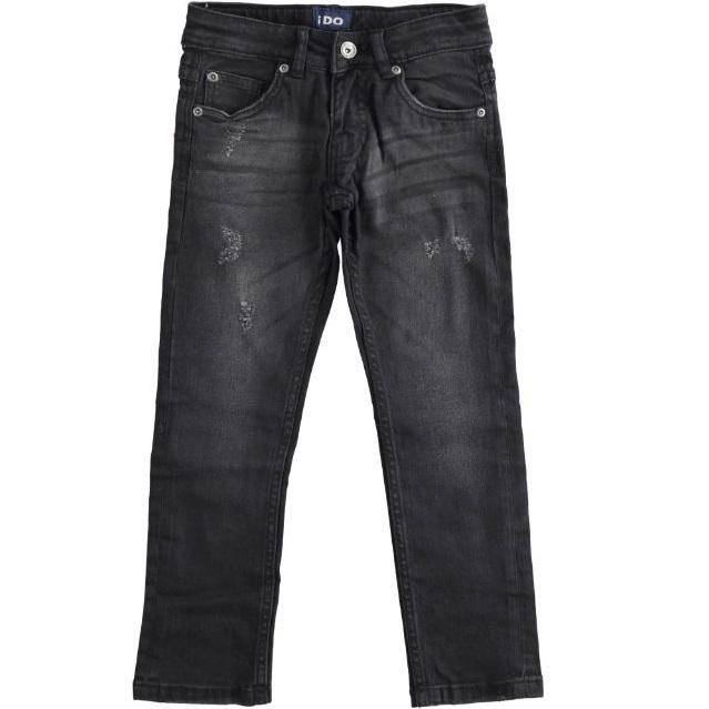 Jeans bambino linea stretta con graffi sul davanti nero
