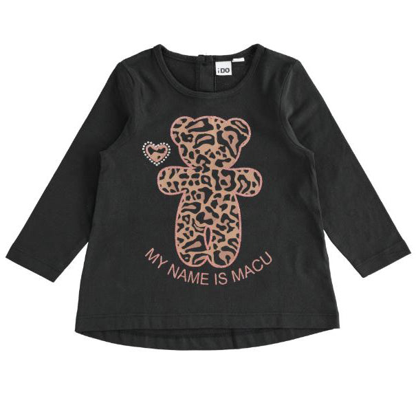 Maglia bambina con stampa orsetto maculato