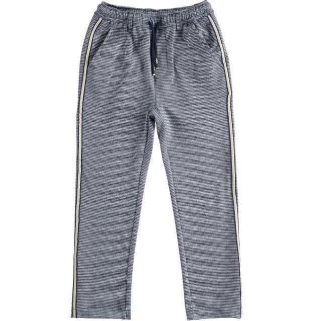 Pantalone bambino quadretti con banda laterale