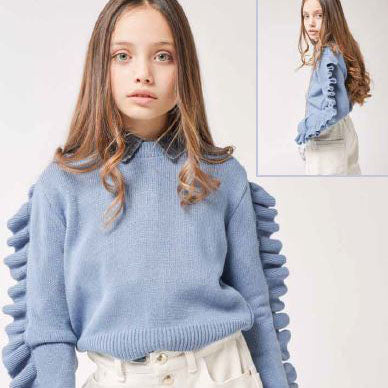 Pullover bambina con rouge su maniche