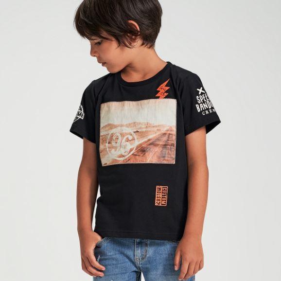 T-shirt bambino con stampa a contrasto arancio