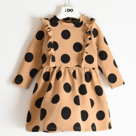 Vestito bambina fantasia biscotto con pois a contrasto