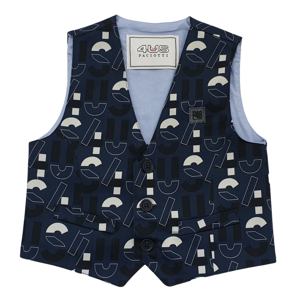 Gilet bambino in raso con lettere multi color