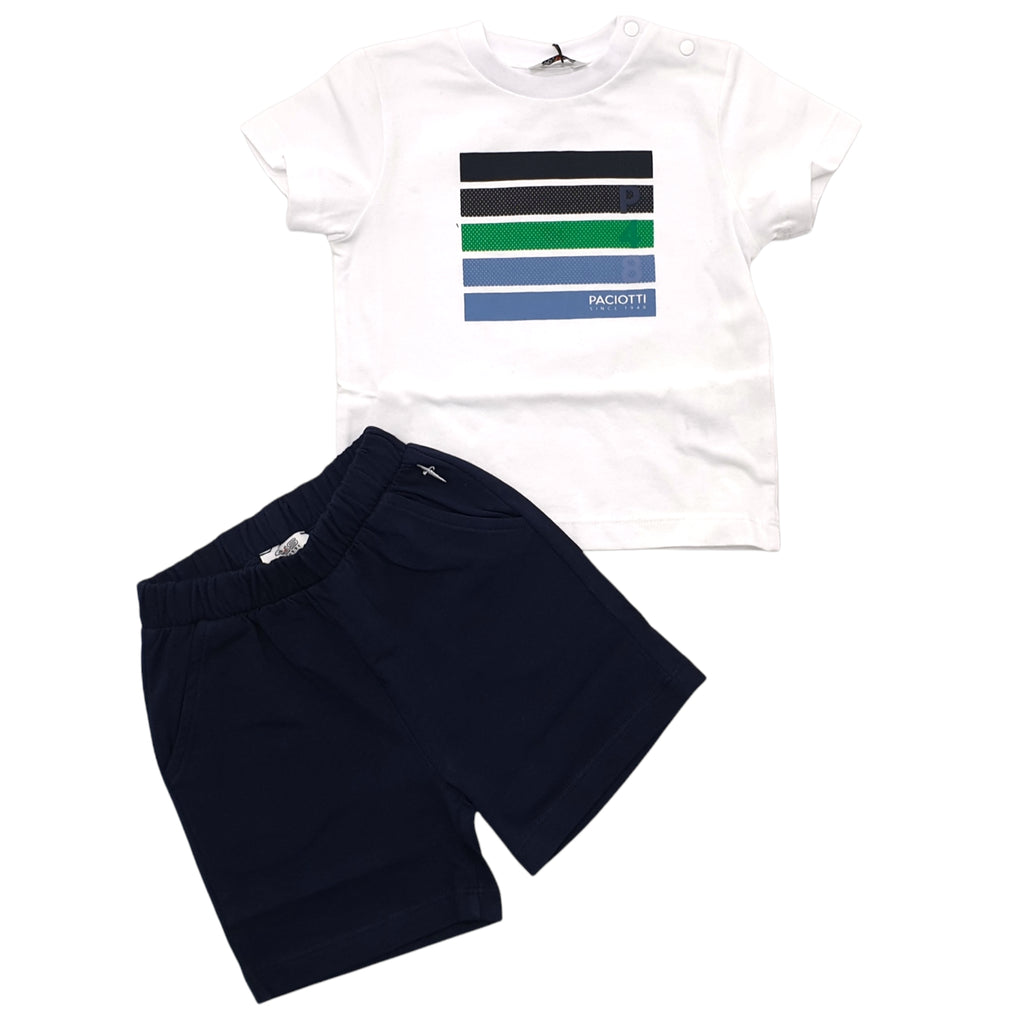 Completo bambino t-shirt con stampa e bermuda coordinata